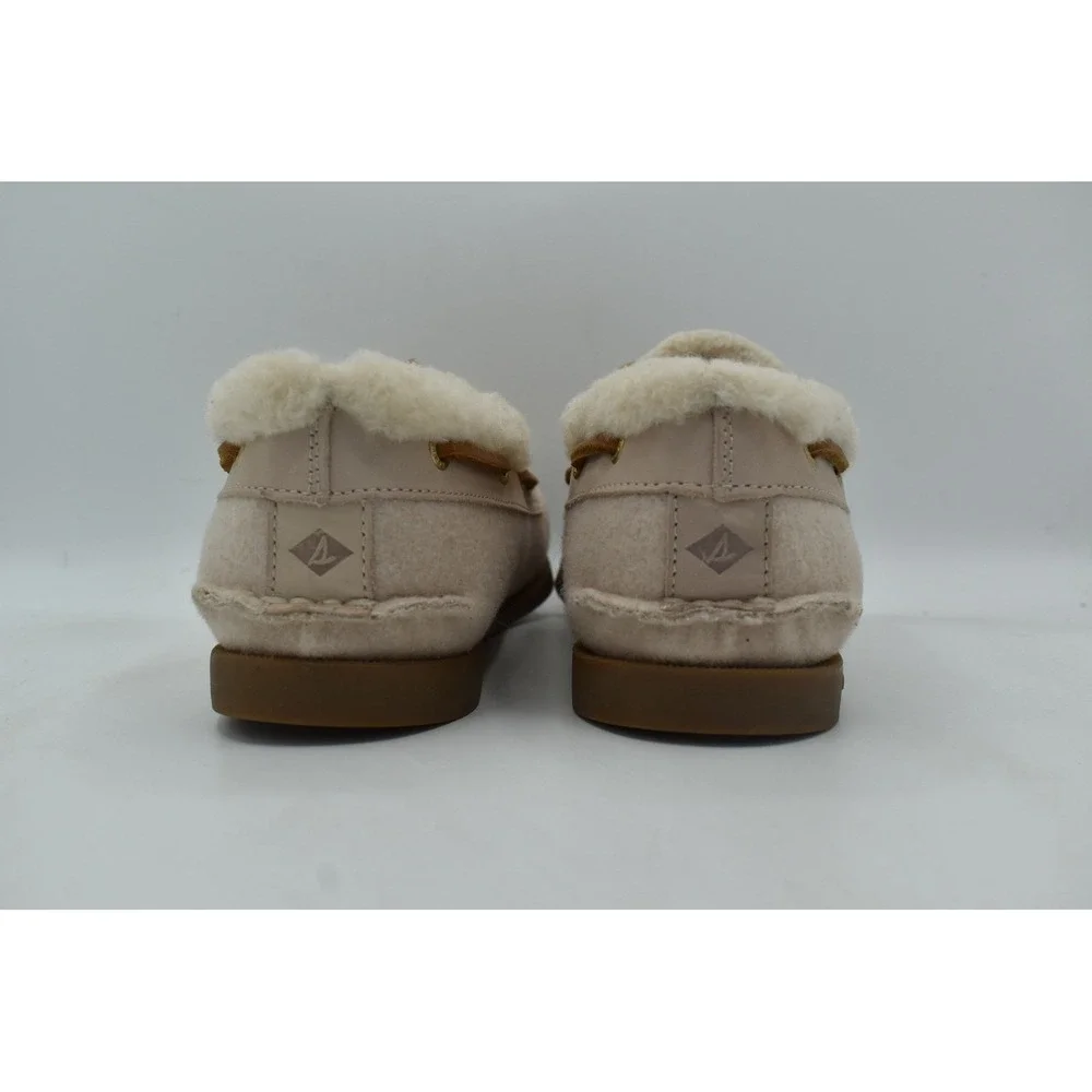Sperry Women Size 10 AO 2 Eye Lined Faux Shearling Light Pink Suede Boat Shoes